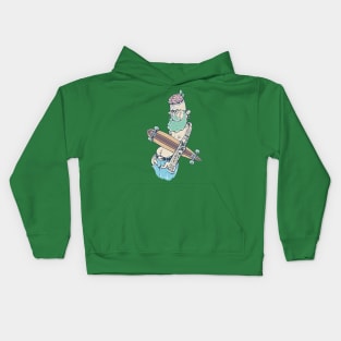 Old Hipser with Skateboard and brain Kids Hoodie